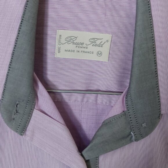 Shirt, cotton, stripes white and purple. Bruce Field, France - Picture 3 of 3